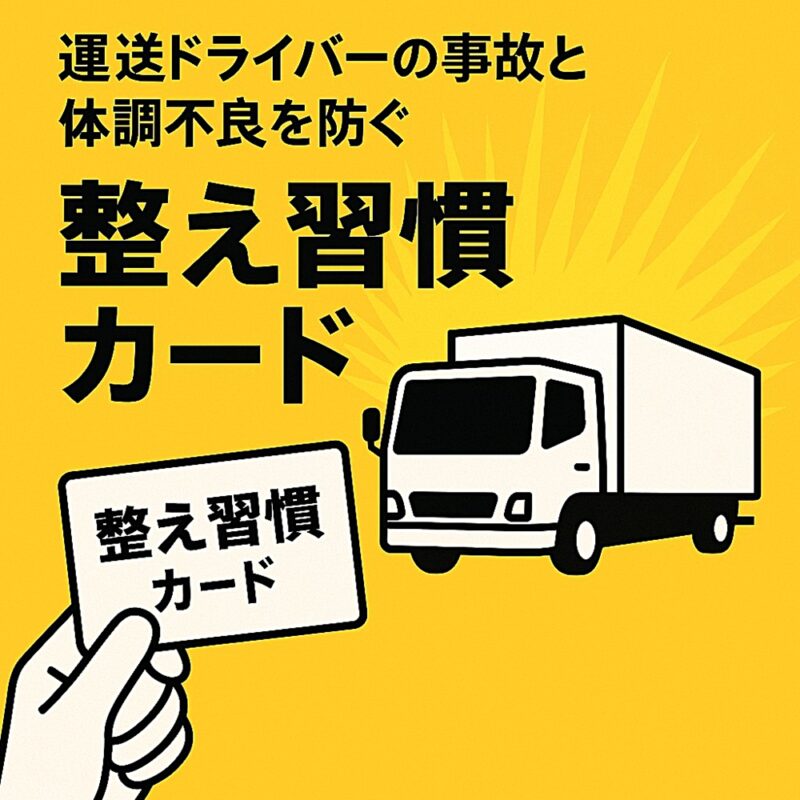「元気のキッカケ」名刺サイズの健康カードセット。ドライバーやオフィスワーカー向けに、運動不足・熱中症対策などを促す短文メッセージ入り。裏面QRで簡単ストレッチ動画にアクセス可。福利厚生・法人ギフトにも活用できる健康促進ツール。