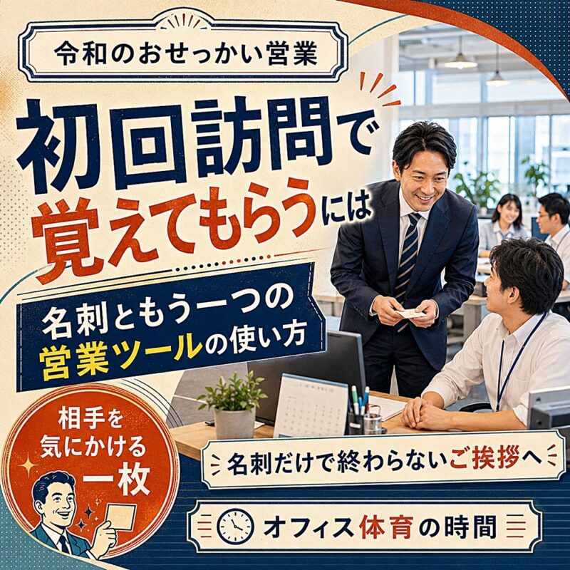 営業の初回訪問で覚えてもらうために、名刺ともう一つの営業ツールを活用する令和のおせっかい営業の記事サムネイル