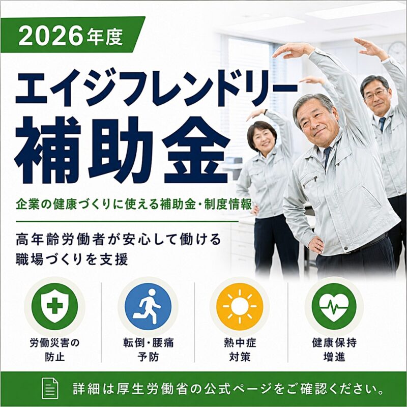 2026年度エイジフレンドリー補助金を紹介する、高年齢労働者が職場で体を動かしているイメージ
